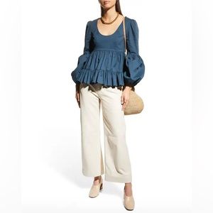 NWT Cinq a Sept Rose Puff-Sleeve Ruffle Top